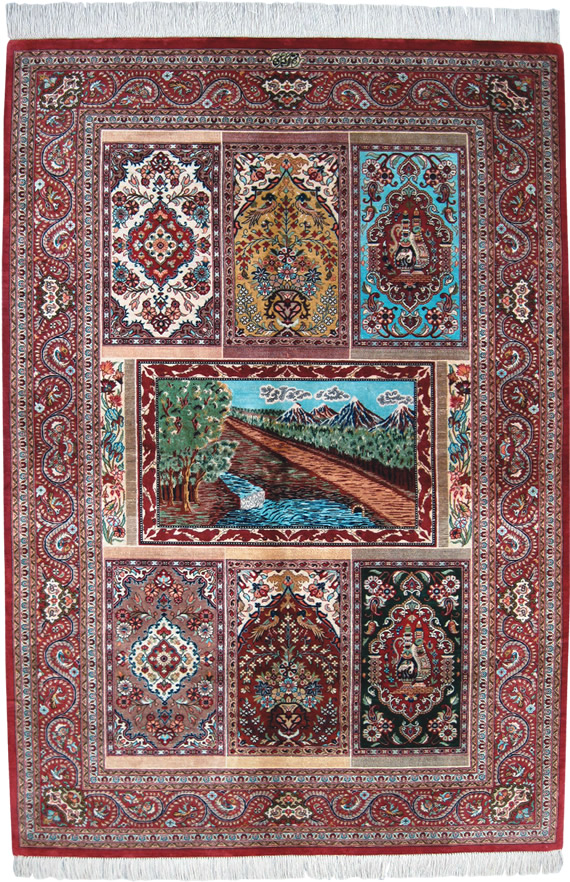 ペルシャ絨毯アクバリィ-コム産98×146--【ペルシャ絨毯.com】