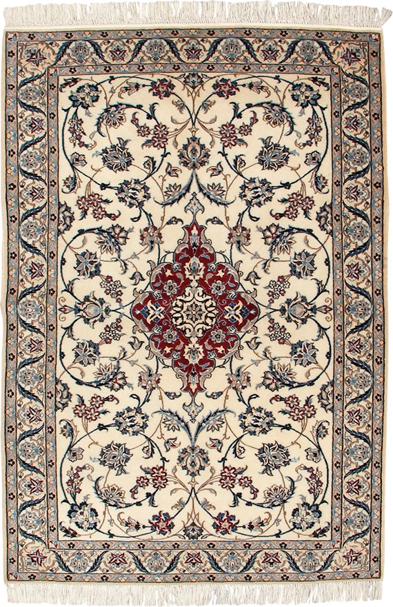 ペルシャ絨毯--ナイン産99×144--【ペルシャ絨毯.com】
