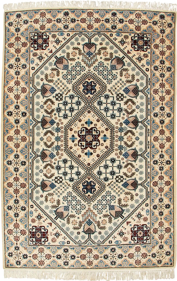 ペルシャ絨毯--ナイン産95×145--【ペルシャ絨毯.com】