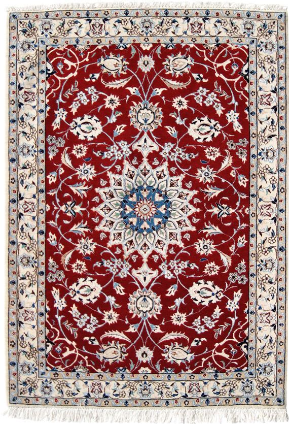 ペルシャ絨毯--ナイン産88×127--【ペルシャ絨毯.com】