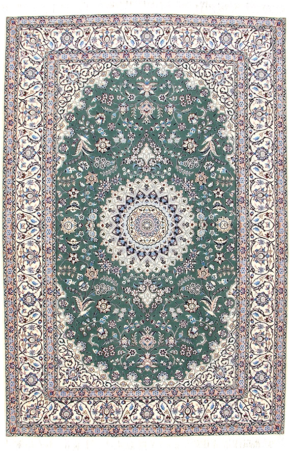 ペルシャ絨毯--ナイン産133×201--【ペルシャ絨毯.com】