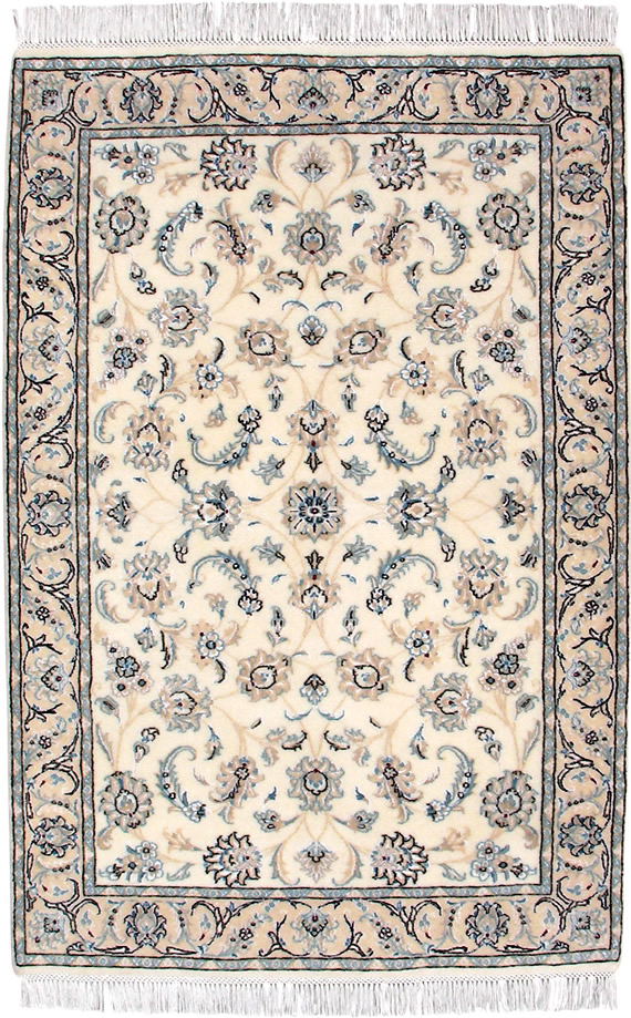 ペルシャ絨毯--ナイン産98×155--【ペルシャ絨毯.com】
